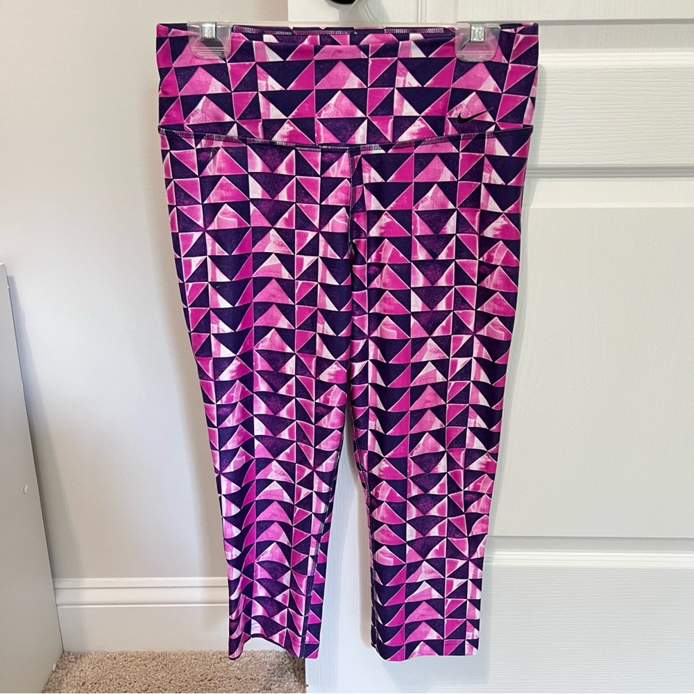 Nike Dri-Fit Purple and Pink Printed Capri Leggings
